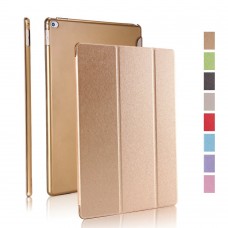 iPad Pro 12.9 inch - Shiny Silk Pattern PU Flip Cover Stand Protective Tablet Cover Case Support Sleep Wake Function - Gold